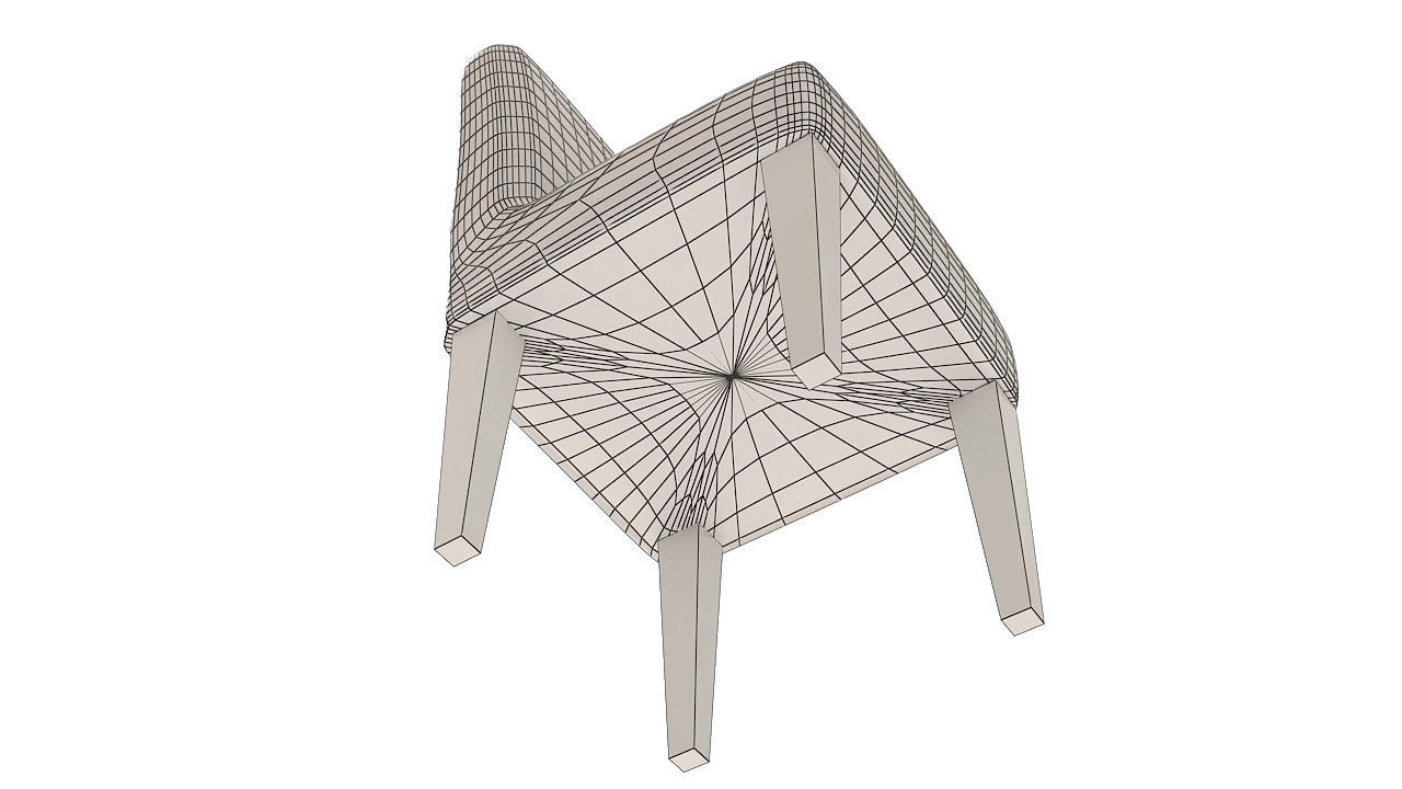 Padded dining room chair 3D model_10