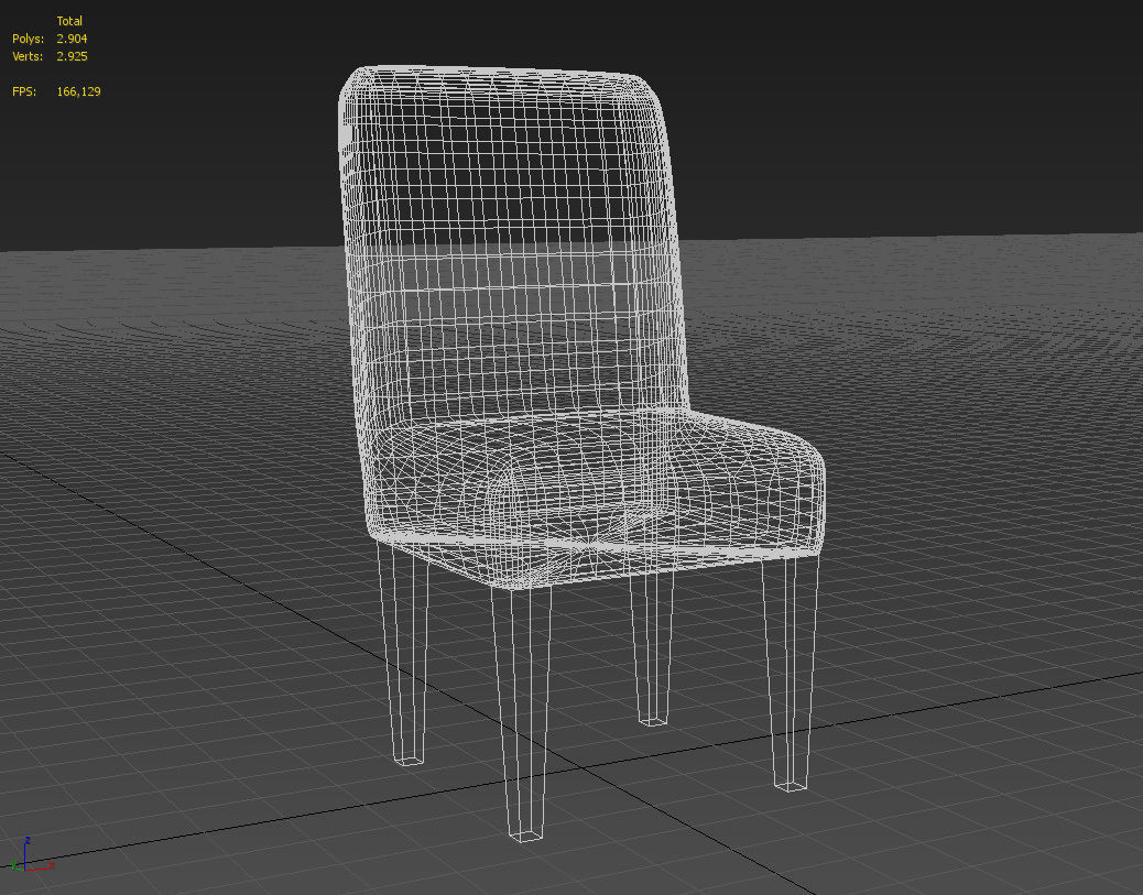 Padded dining room chair 3D model_15