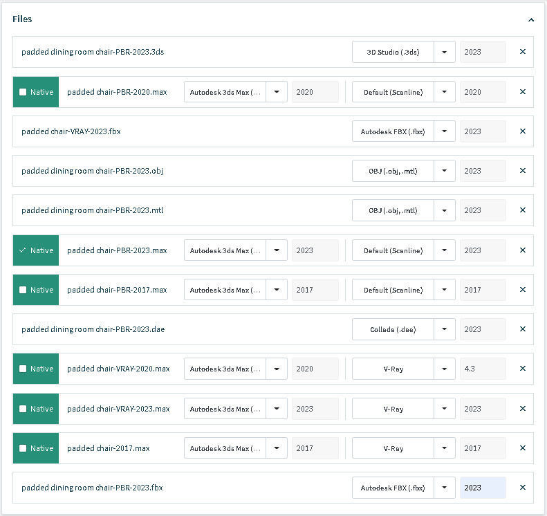 Padded dining room chair 3D model_17