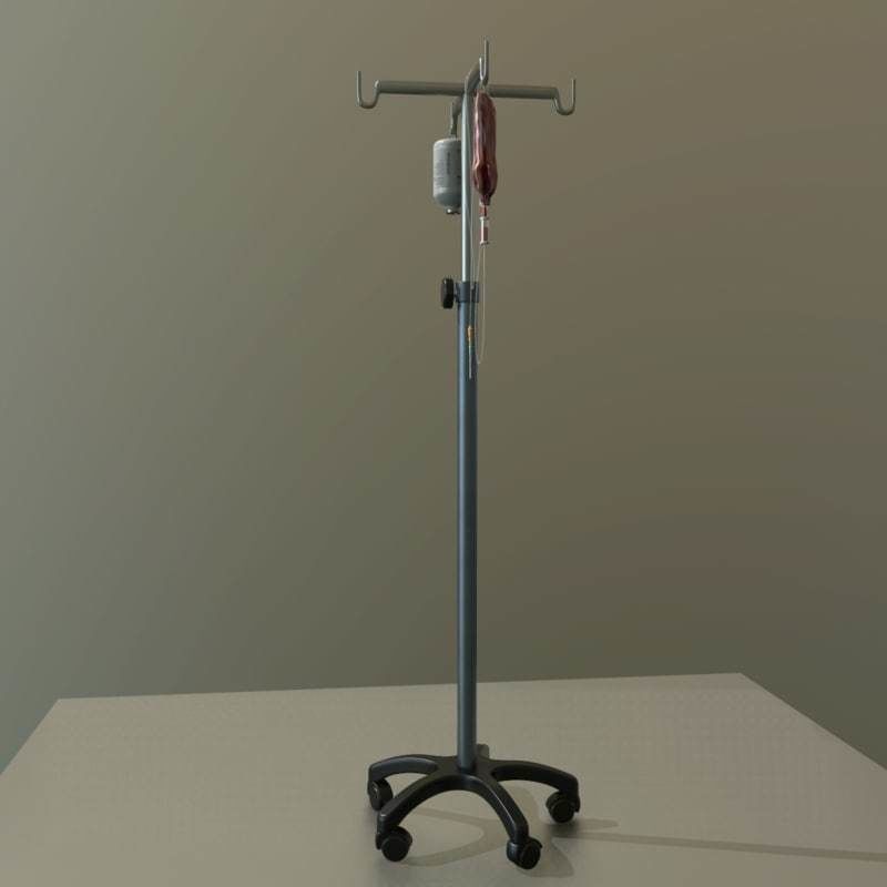 iv pole with bloodbag Low-poly 3D model_3