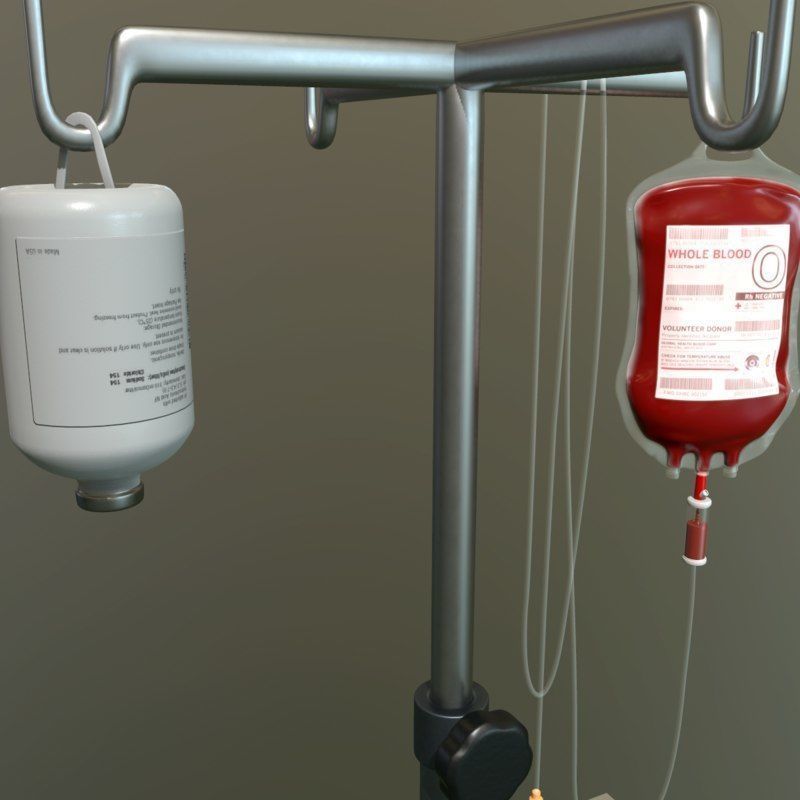 iv pole with bloodbag Low-poly 3D model_1