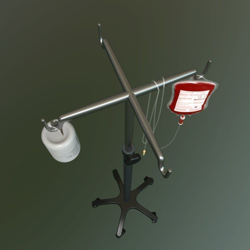 iv pole with bloodbag Low-poly 3D model_11