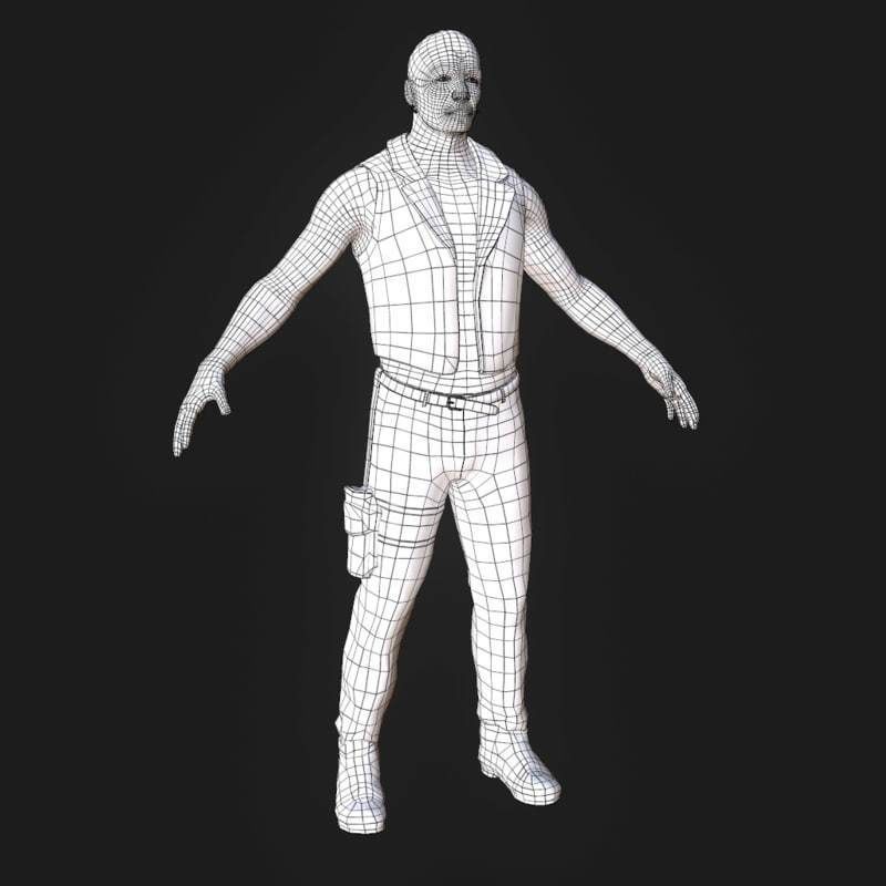 Low Poly Male Character Low-poly 3D model_3