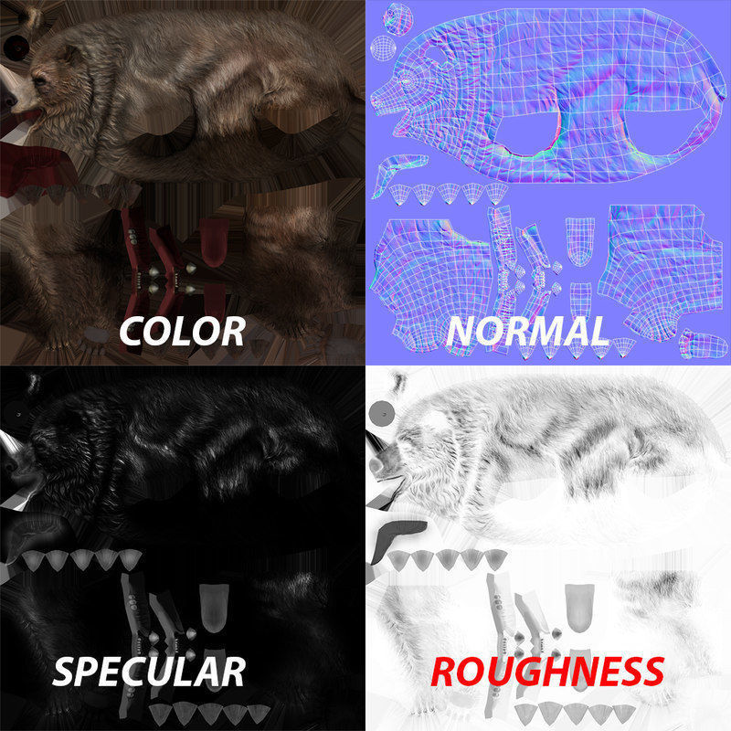 Grizzly Bear Low Poly  Low-poly 3D model_12