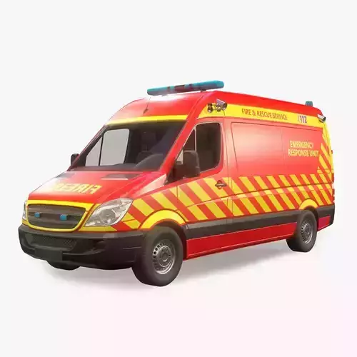 Fire and Rescue Vehicle Low Poly Low-poly 3D model