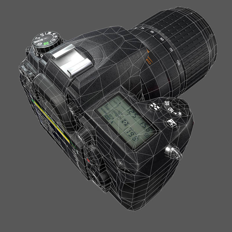 Nikon D7000 Low Poly  Low-poly 3D model_13