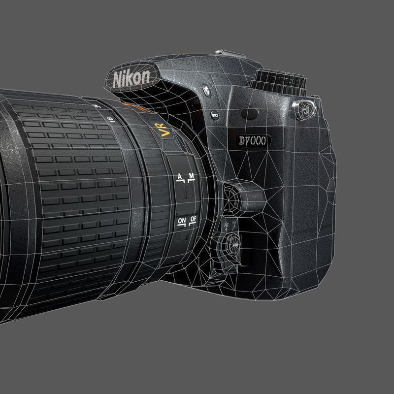 Nikon D7000 Low Poly  Low-poly 3D model_8
