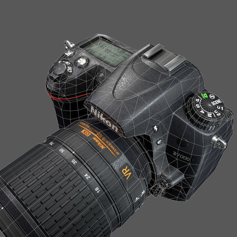 Nikon D7000 Low Poly  Low-poly 3D model_17