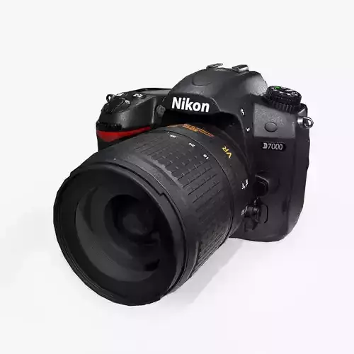 Nikon D7000 Low Poly  Low-poly 3D model