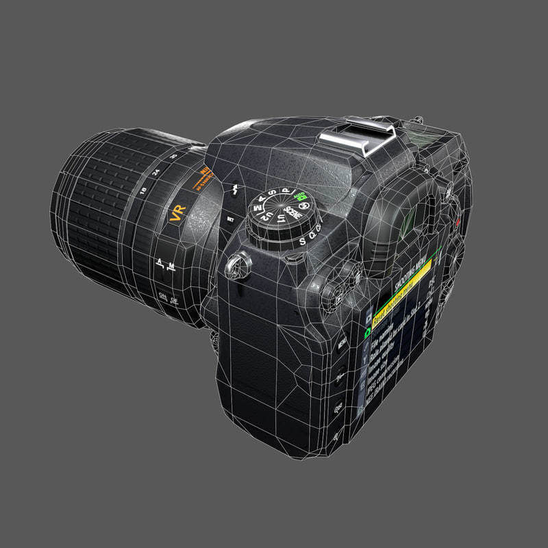 Nikon D7000 Low Poly  Low-poly 3D model_9