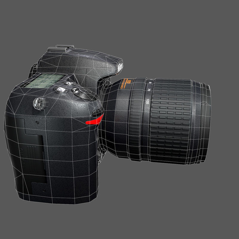 Nikon D7000 Low Poly  Low-poly 3D model_25