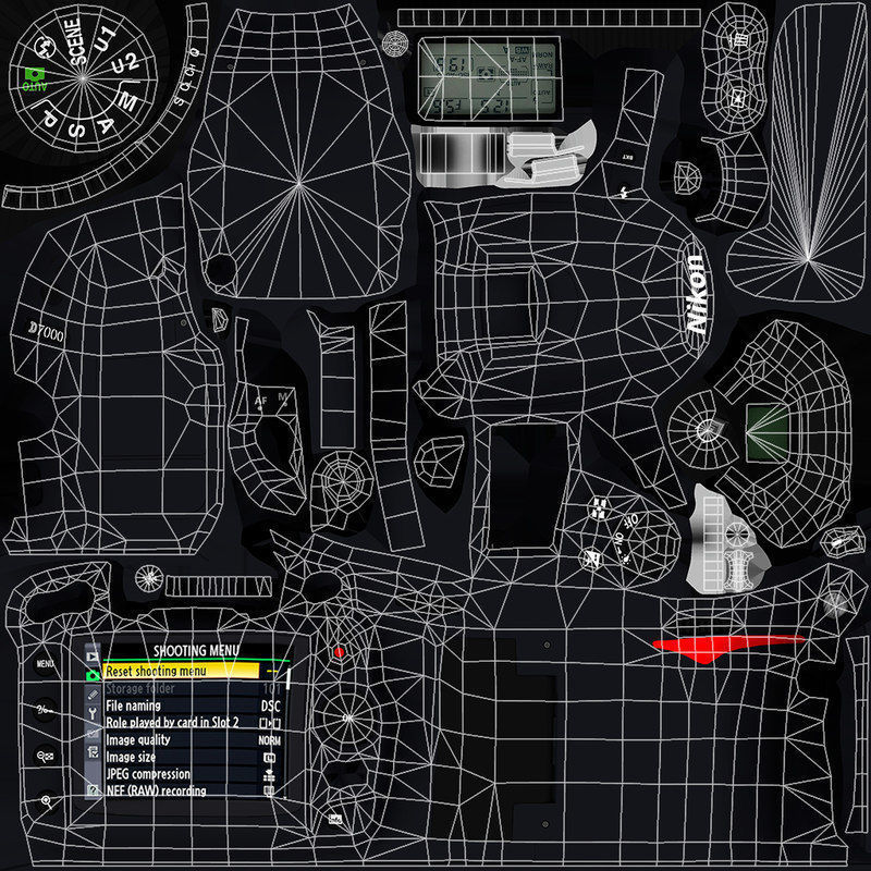 Nikon D7000 Low Poly  Low-poly 3D model_3