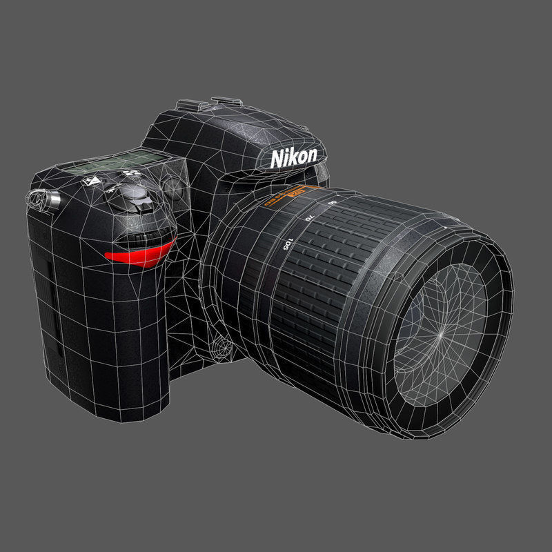 Nikon D7000 Low Poly  Low-poly 3D model_26