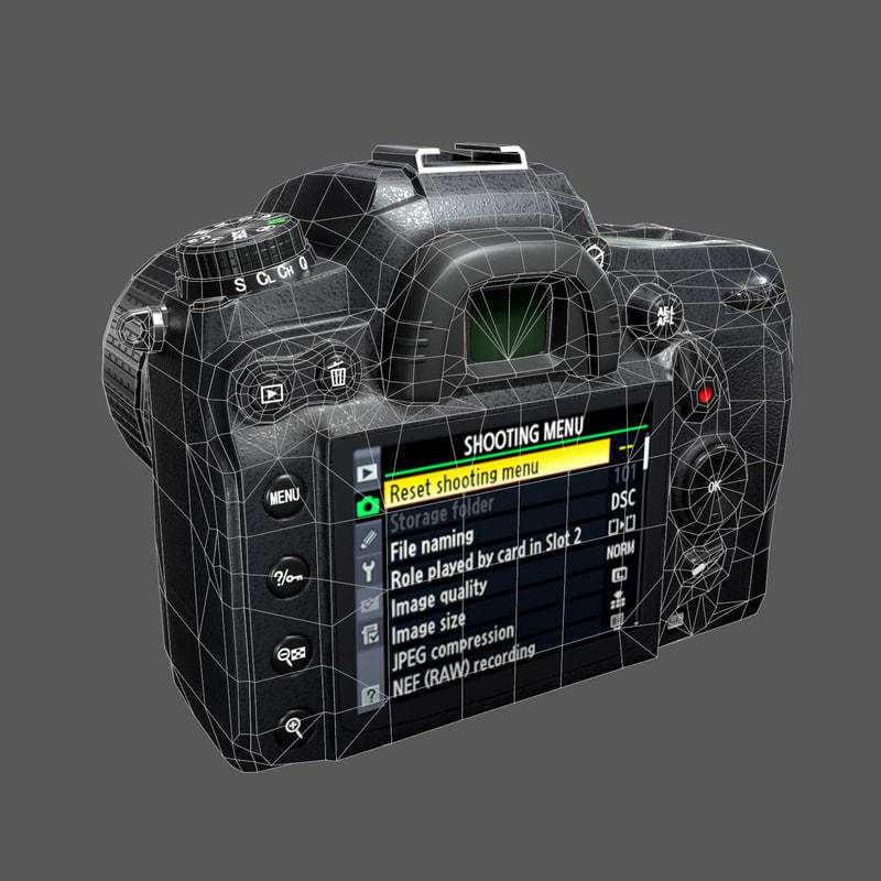 Nikon D7000 Low Poly  Low-poly 3D model_7