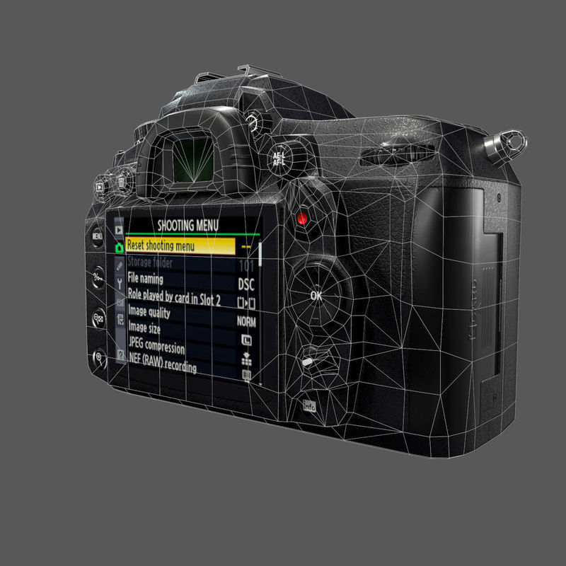Nikon D7000 Low Poly  Low-poly 3D model_11
