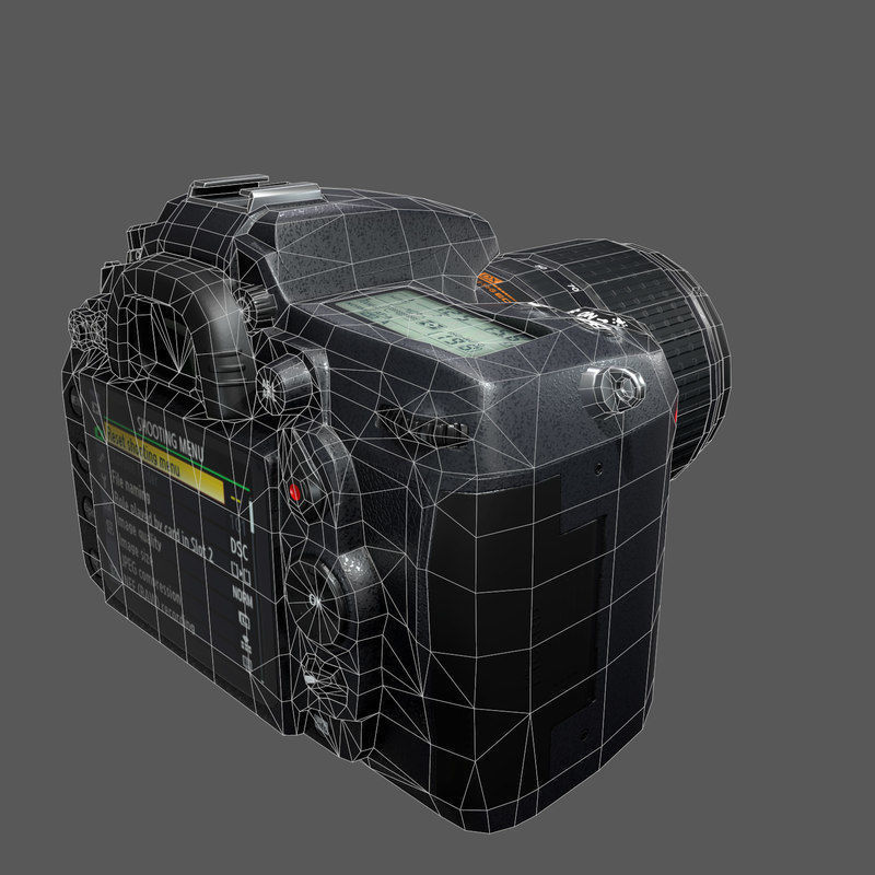 Nikon D7000 Low Poly  Low-poly 3D model_28