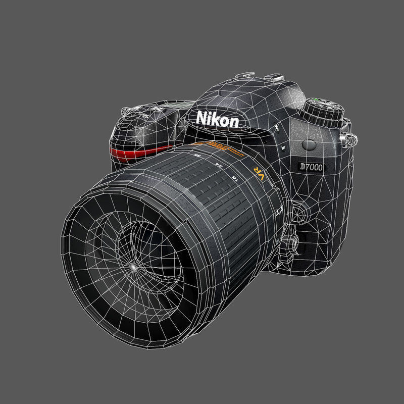 Nikon D7000 Low Poly  Low-poly 3D model_19