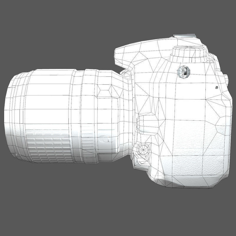 Nikon D7000 Low Poly  Low-poly 3D model_4