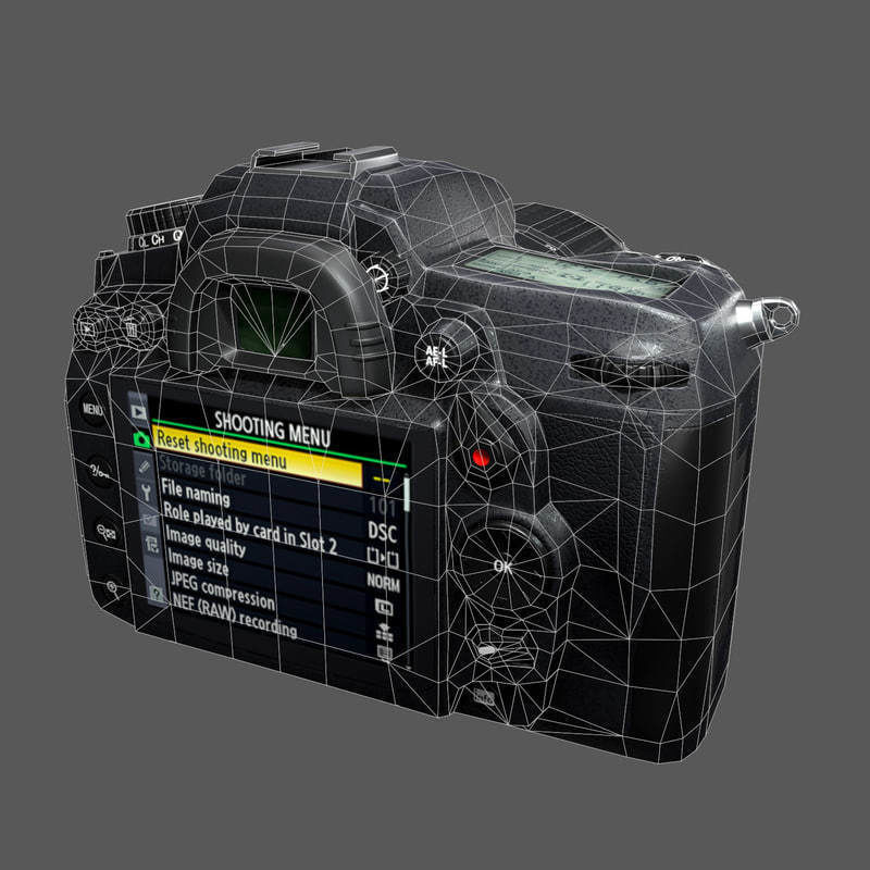 Nikon D7000 Low Poly  Low-poly 3D model_30