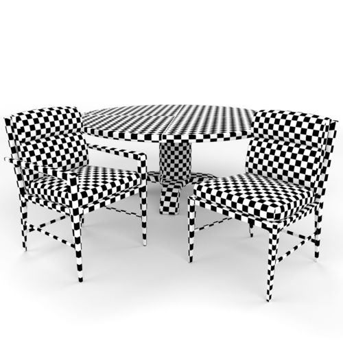 Luca chair and table 3D model 7