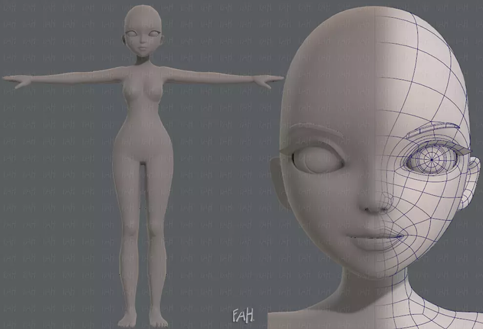 Base mesh woman 09 Low-poly 3D model_0