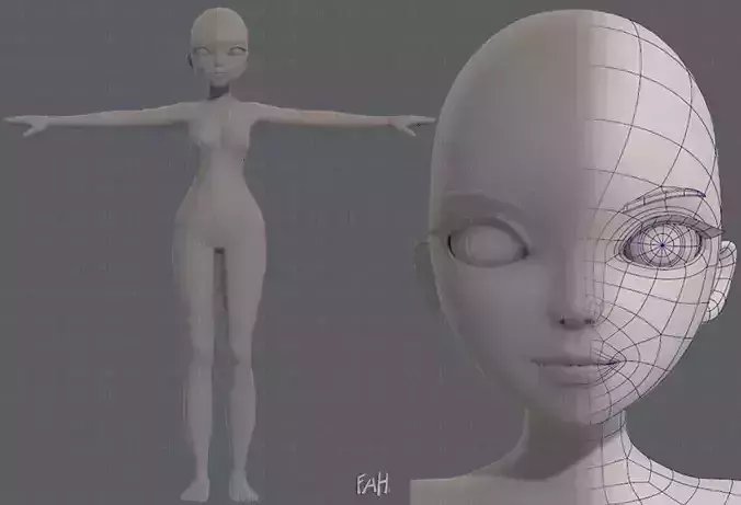 Base mesh woman 09 Low-poly 3D model