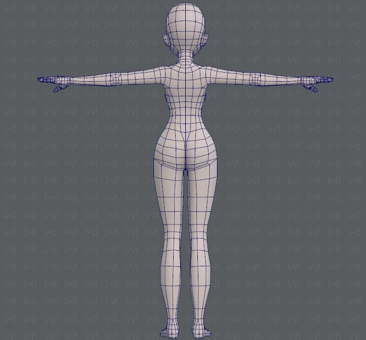 Base mesh woman 09 Low-poly 3D model_13