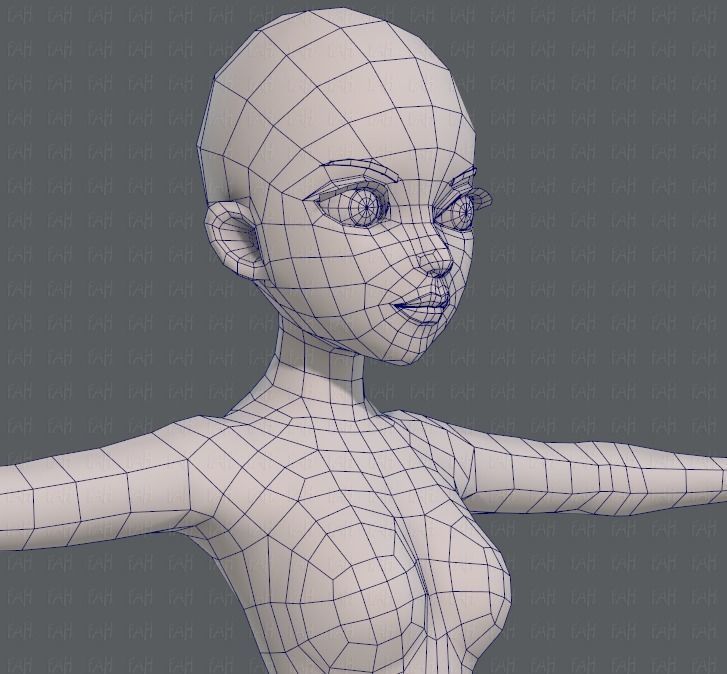 Base mesh woman 09 Low-poly 3D model_26