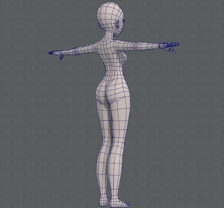 Base mesh woman 09 Low-poly 3D model_12