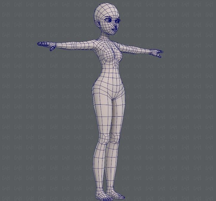 Base mesh woman 09 Low-poly 3D model_10