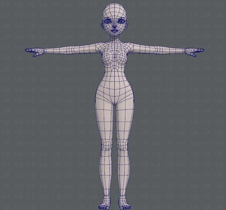 Base mesh woman 09 Low-poly 3D model_9