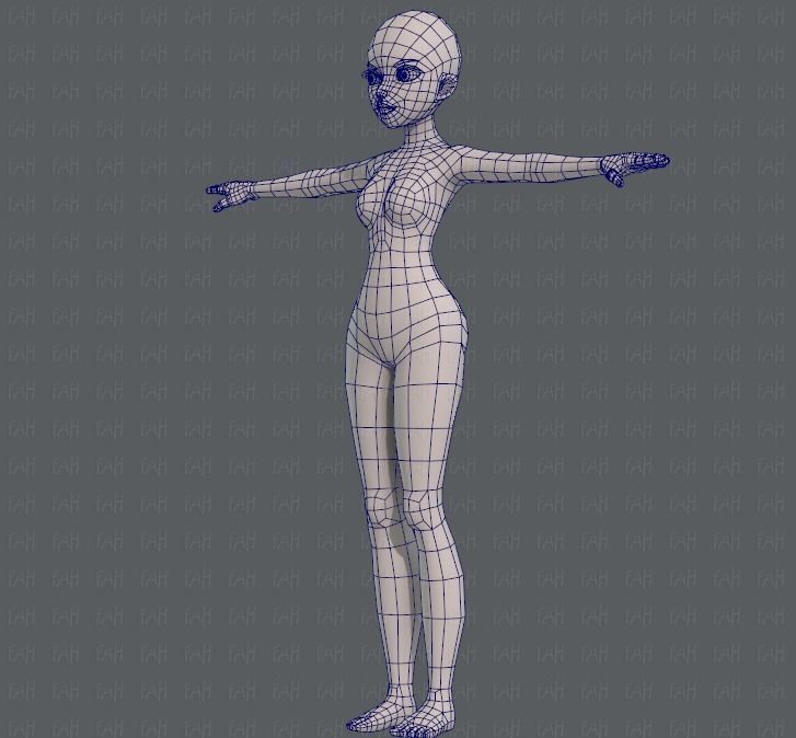 Base mesh woman 09 Low-poly 3D model_16