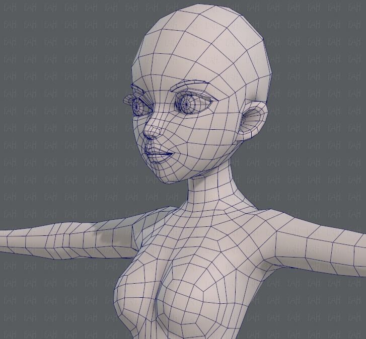 Base mesh woman 09 Low-poly 3D model_32