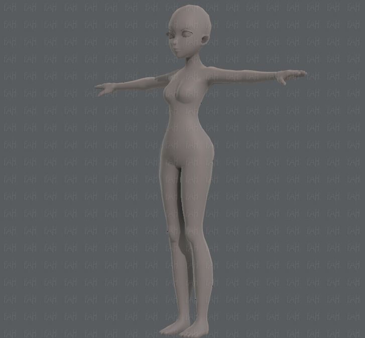 Base mesh woman 09 Low-poly 3D model_8