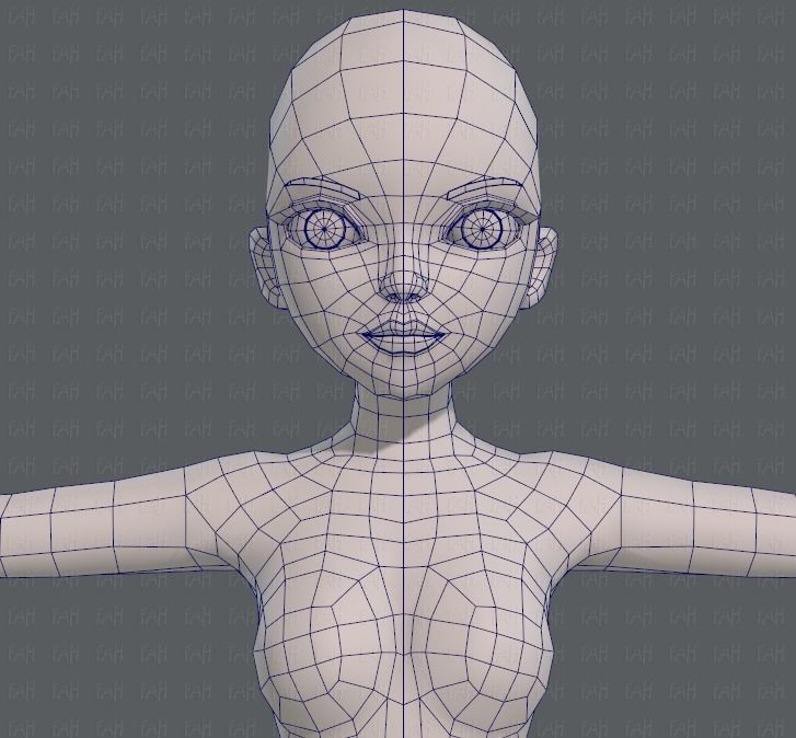 Base mesh woman 09 Low-poly 3D model_25