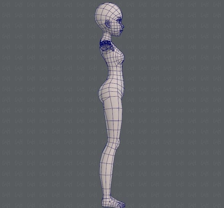 Base mesh woman 09 Low-poly 3D model_11