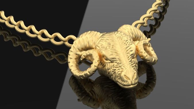 Necklace Ram Silver Gold  Print 3D print model