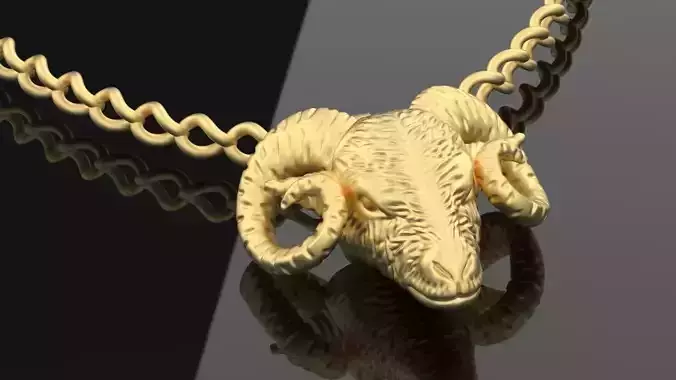 Necklace Ram Silver Gold  Print