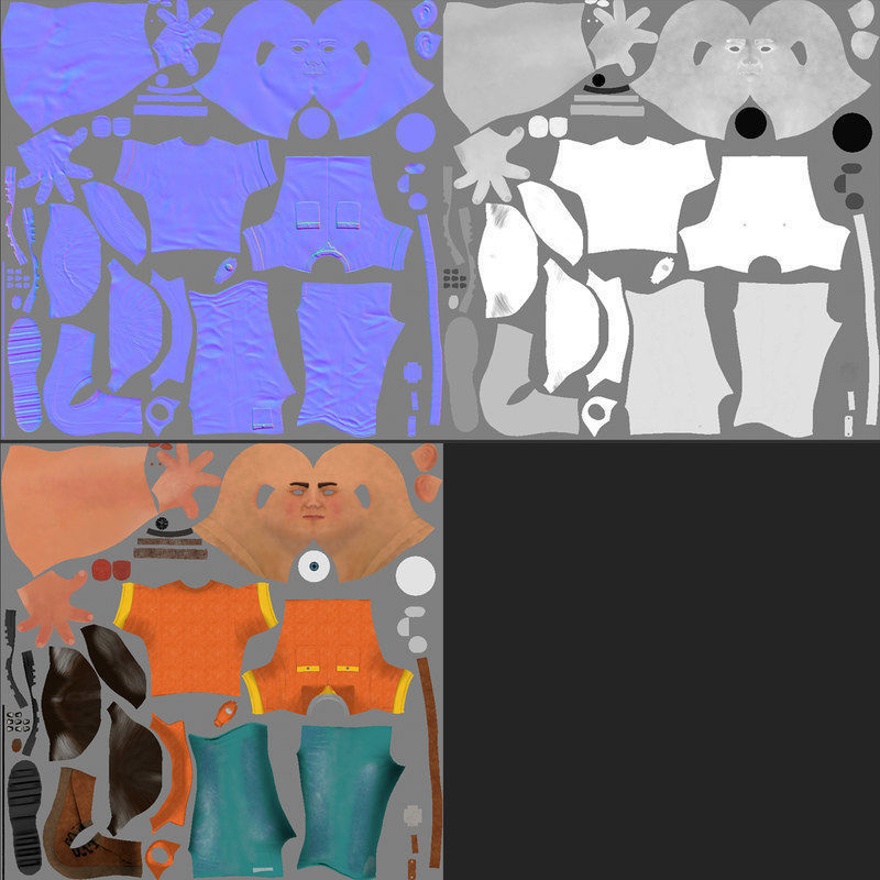 Cartoony Worker Character Low-poly 3D model_3