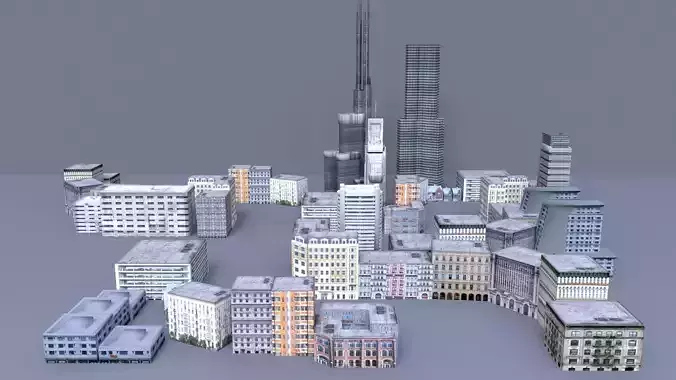Low Poly City Free low-poly 3D model