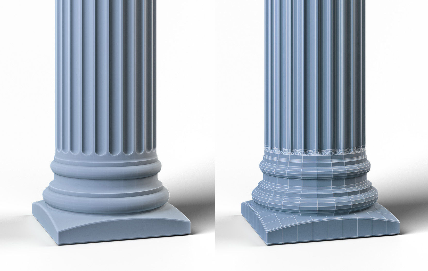 Column with flutes and chapiter of the Corinthian order 3D model_4