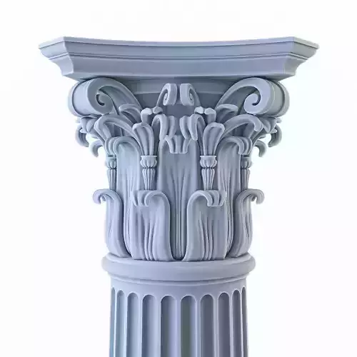 Column with flutes and chapiter of the Corinthian order 3D model