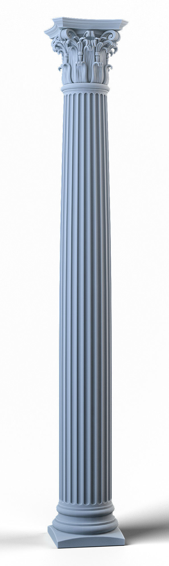 Column with flutes and chapiter of the Corinthian order 3D model_5