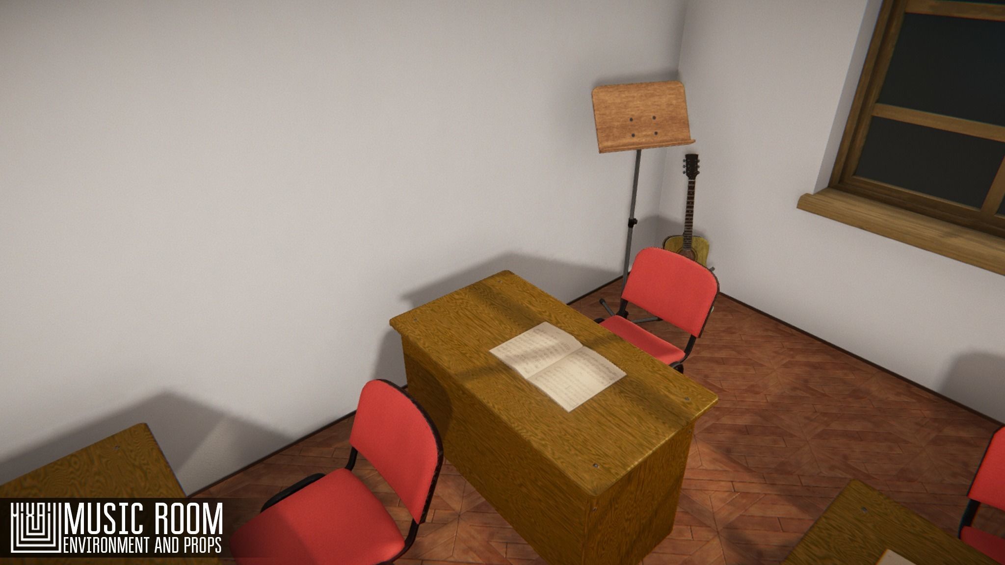 Music room - environment and props Low-poly 3D model_7