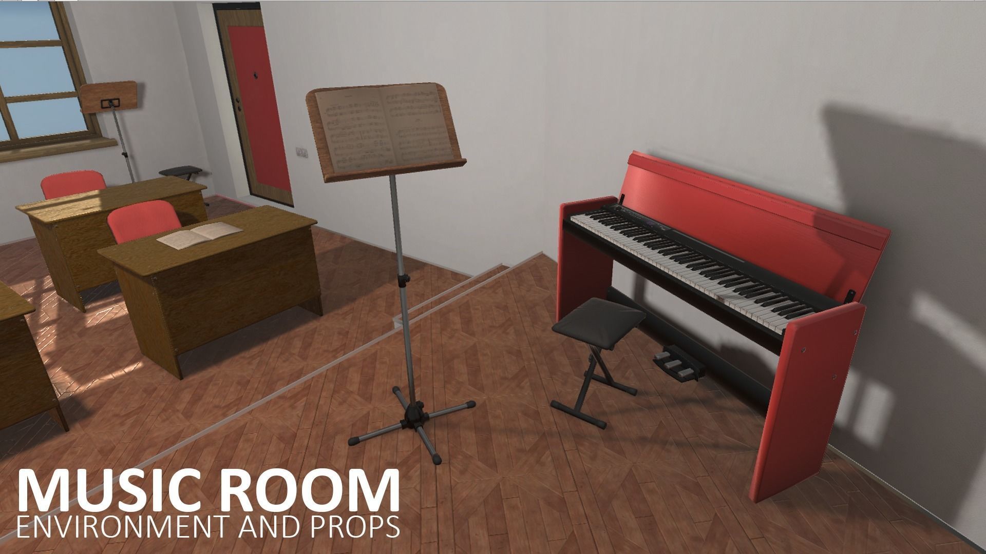 Music room - environment and props Low-poly 3D model_12