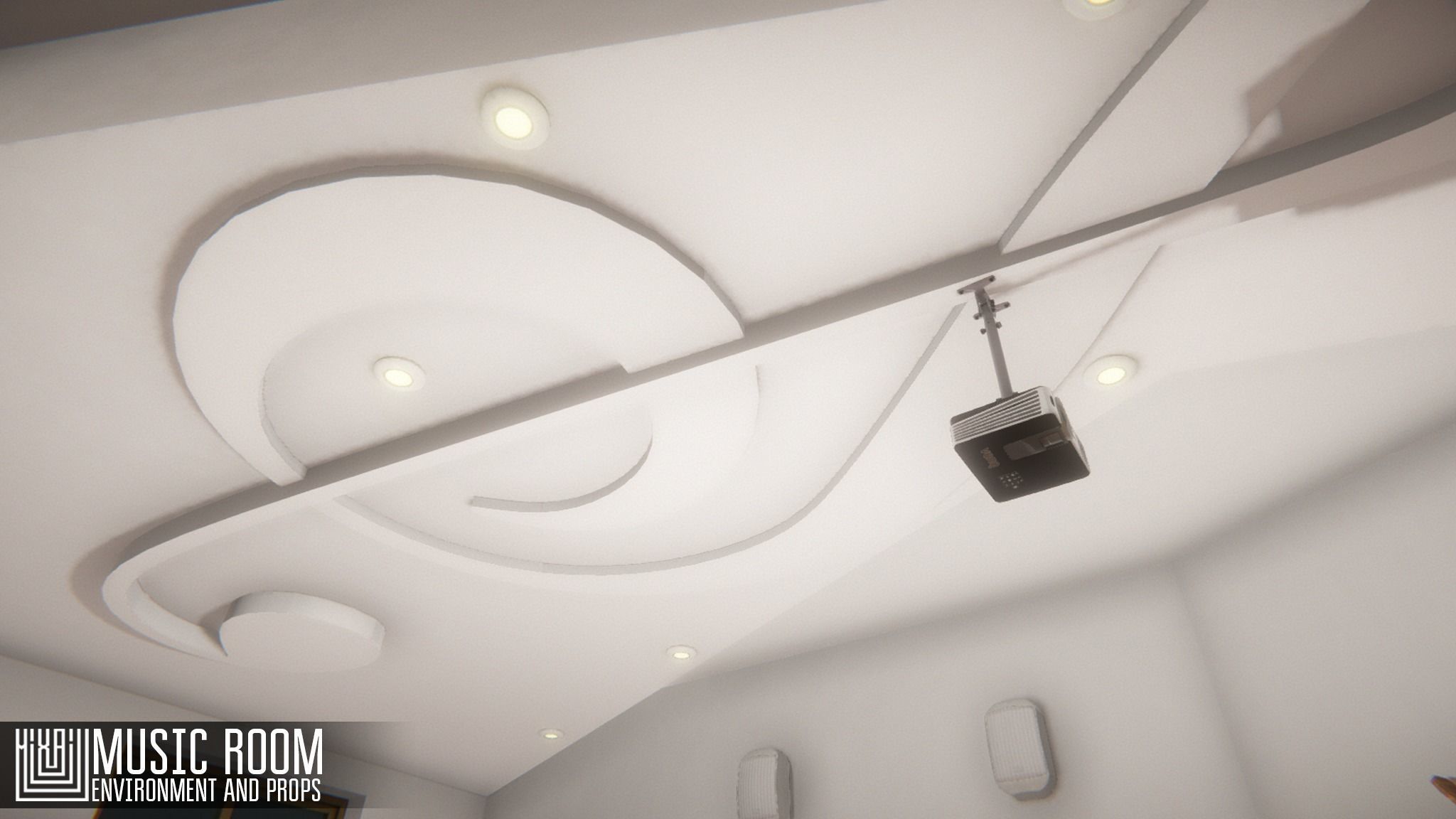Music room - environment and props Low-poly 3D model_8