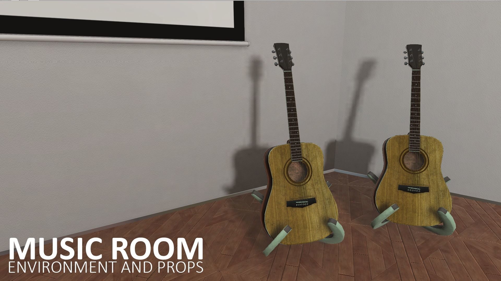 Music room - environment and props Low-poly 3D model_15