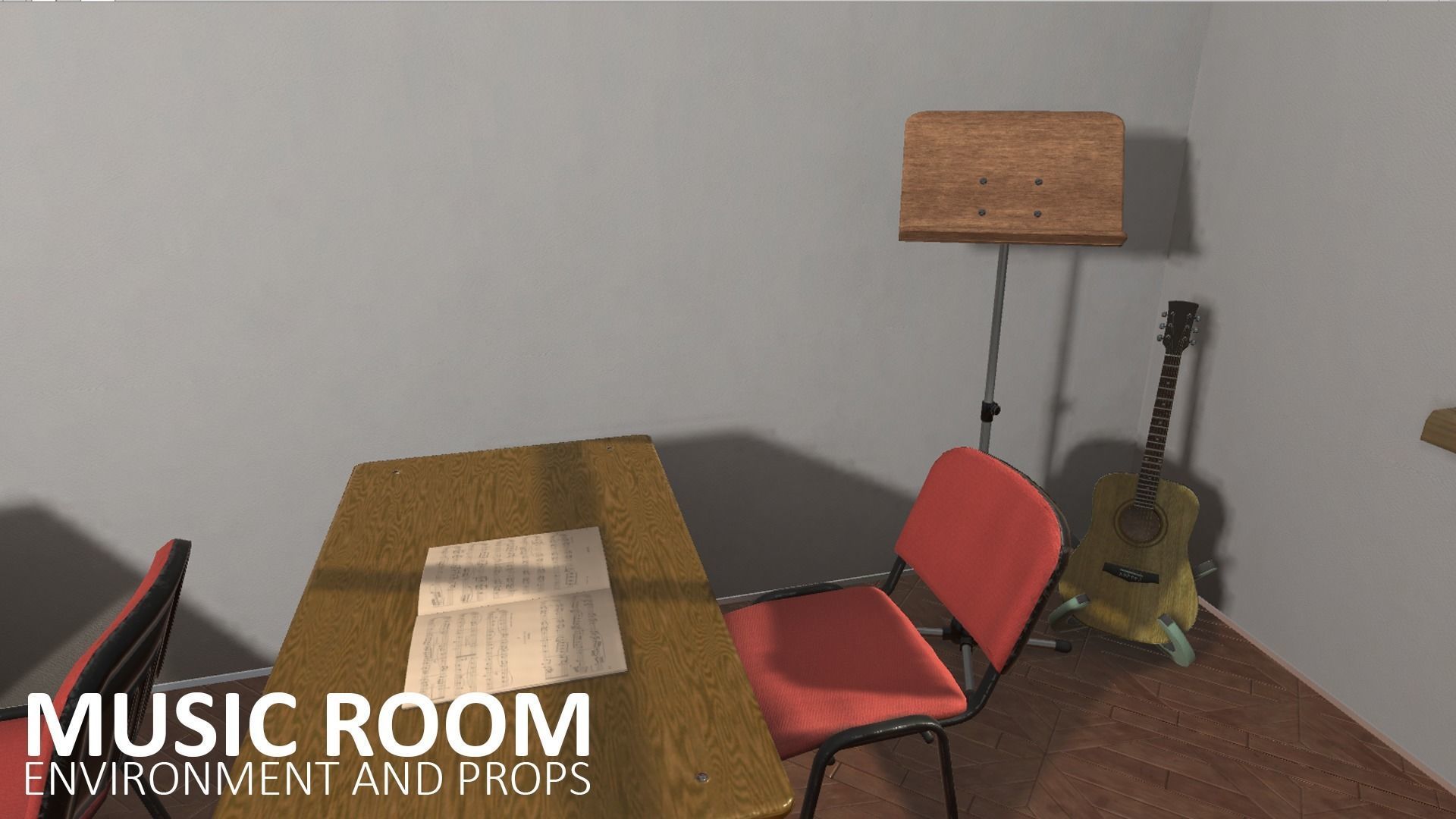 Music room - environment and props Low-poly 3D model_14