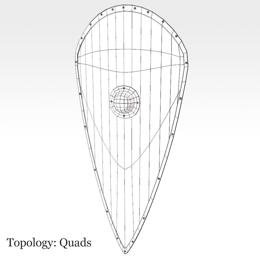 Kite Shield Low-poly 3D model_10