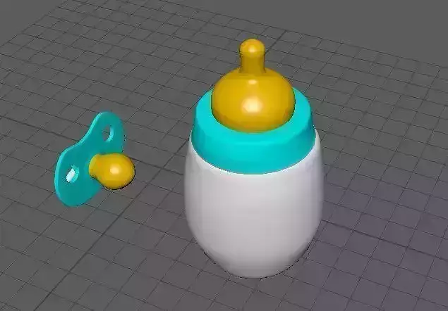 3D baby bottle and pacifier